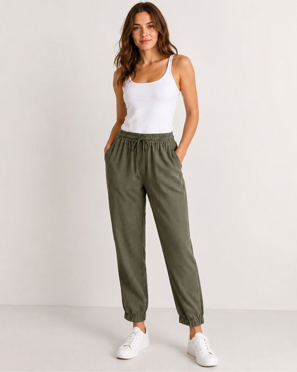 Point Sur J.Crew Women’s Size 4 Olive Linen Lyocell Seaside Jogger Pants